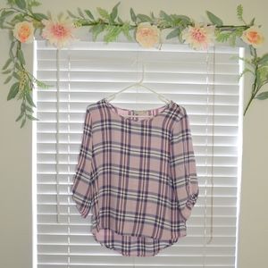 Pink Republic – Plaid 3/4 sleeve top